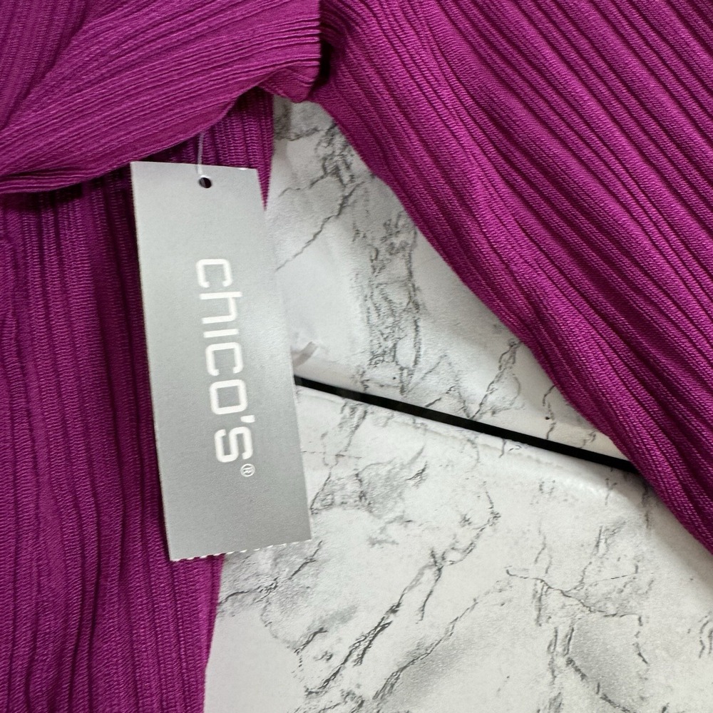 NEW‎ Chico's Ribbed Long Cardigan Sweater Blooming Dahlia Fuchsia Pockets 3 XL - Picture 9 of 13